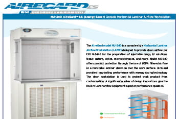 AireGard NU-340 Console Style Horizontal Laminar Airflow Workstation