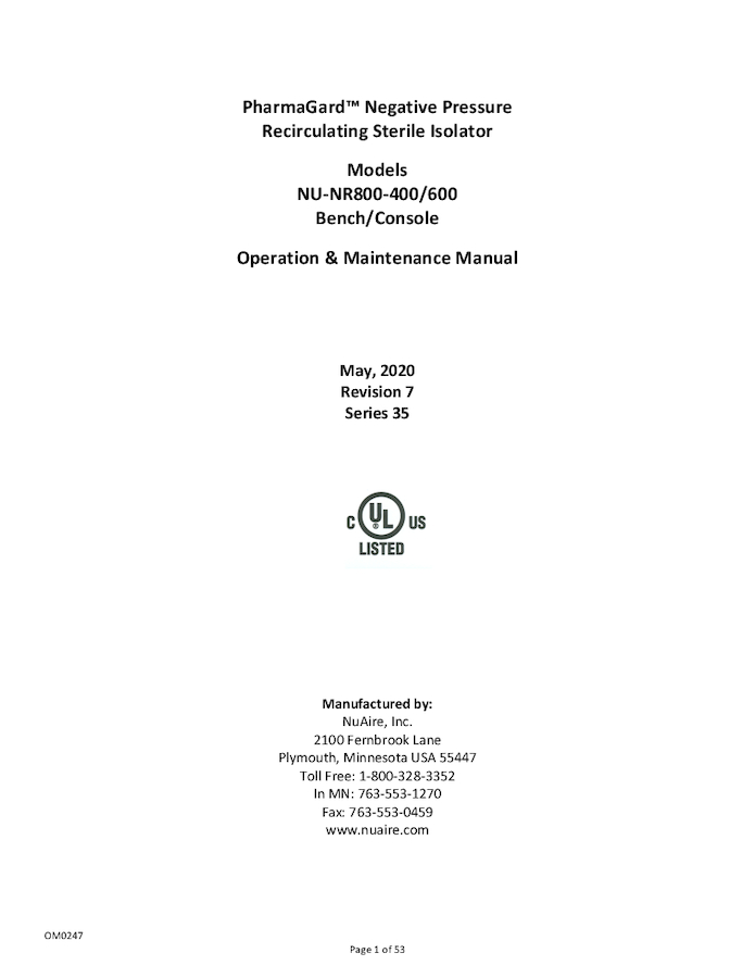 NU-NR800 Manual